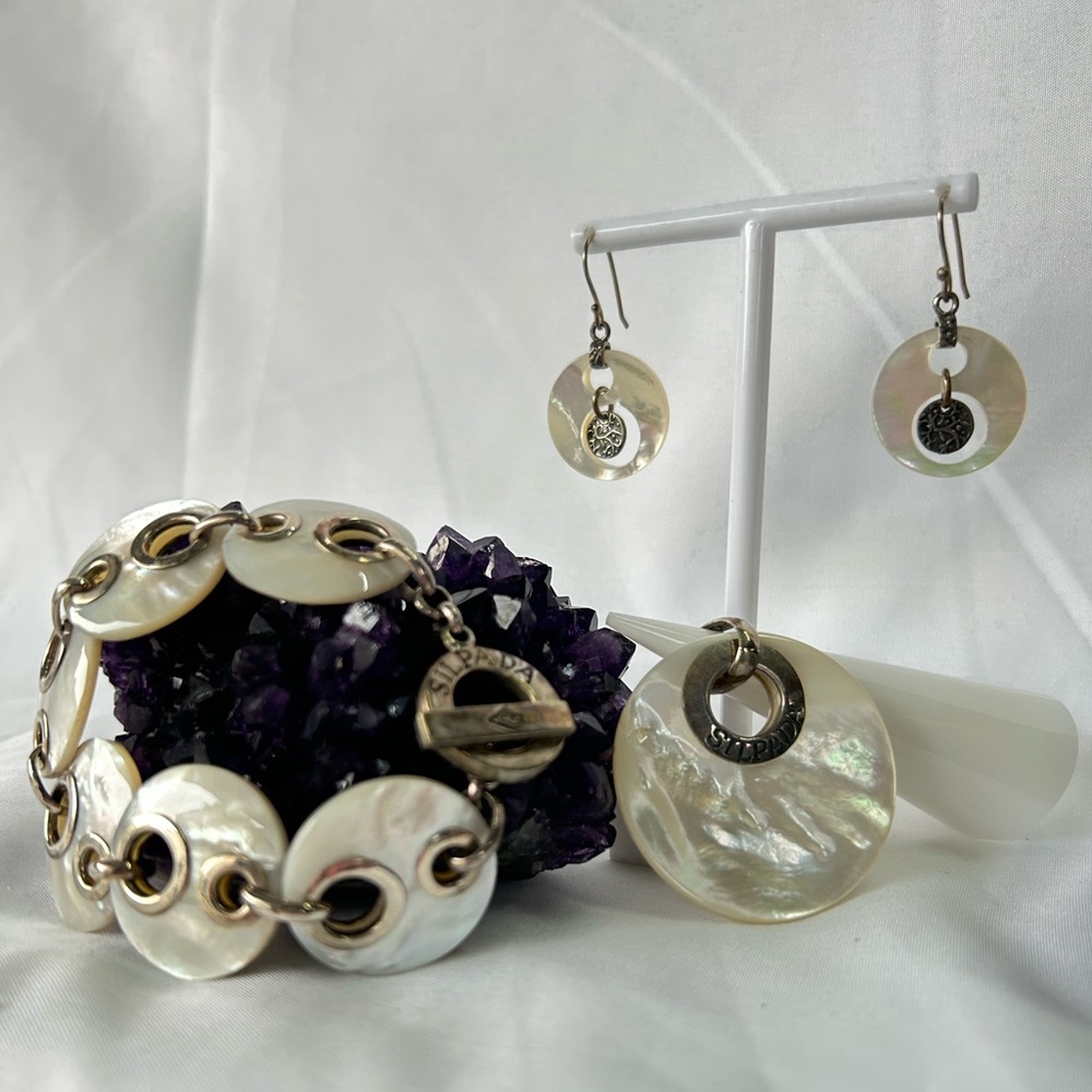 Silpada Mother Of Pearl Set- earrings, bracelet pendant